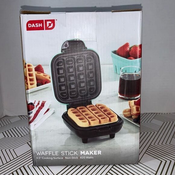 Dash Kitchen Waffle Stick Maker Nonstick 4.5" Cooking Surface Black New in‎ Box - Picture 1 of 4